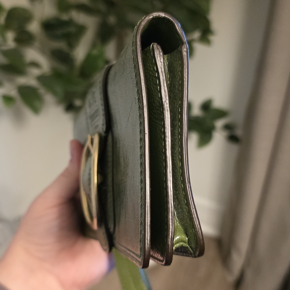 Coach Bleecker Green Patent Leather Tattersall Wristlet Wallet - Picture 3 of 11